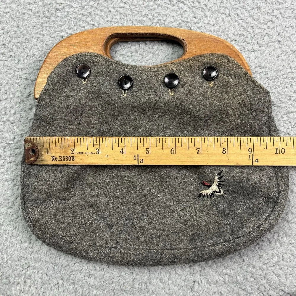 Vintage Bird Gray‎ Wooden Handle Purse Grannycore Prop Costume Display